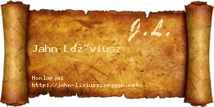 Jahn Líviusz névjegykártya